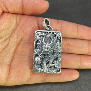 sterling silver 3D Dragon Amulet Pendant 