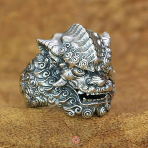 Dragon Pixiu Piyao Ring ~ Sterling Silver Piyao right