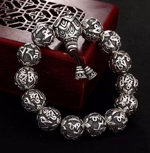 Sterling Silver Mala beaded Meditation Buddhist Bracelet