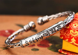 OM Tibetan Buddhist Bracelet ~ Sterling Silver