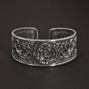 Sterling Silver Rose Cuff Bracelet