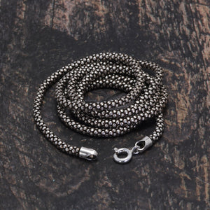 1mm, 1.5mm, 2.5mm Long Silver Popcorn Chain Necklace ~ 925 Sterling Silver - Bali woven chain