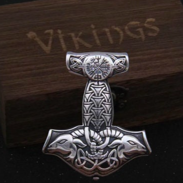 Sterling Silver Goats Thor's Hammer Pendant Necklace - Mjölnir necklace