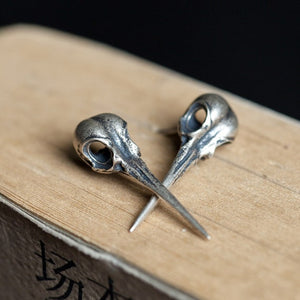 bird skull earrings sterling silver