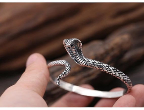 Sterling Silver Snake Bangle Bracelet hand