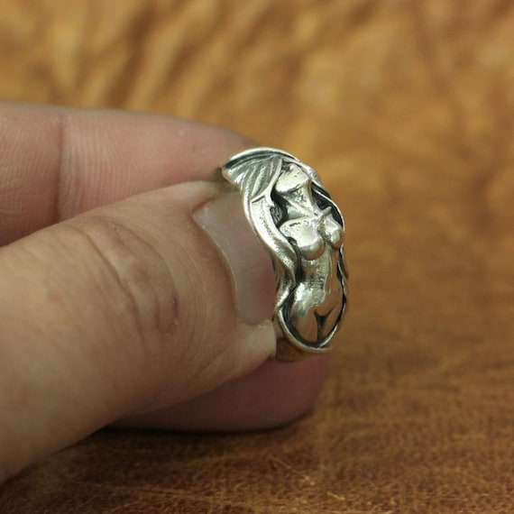 Erotic Jewelry ~ Erotic Ring Sterling Silver ~ Naked Woman Ring