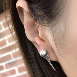bird skull earrings sterling silver model