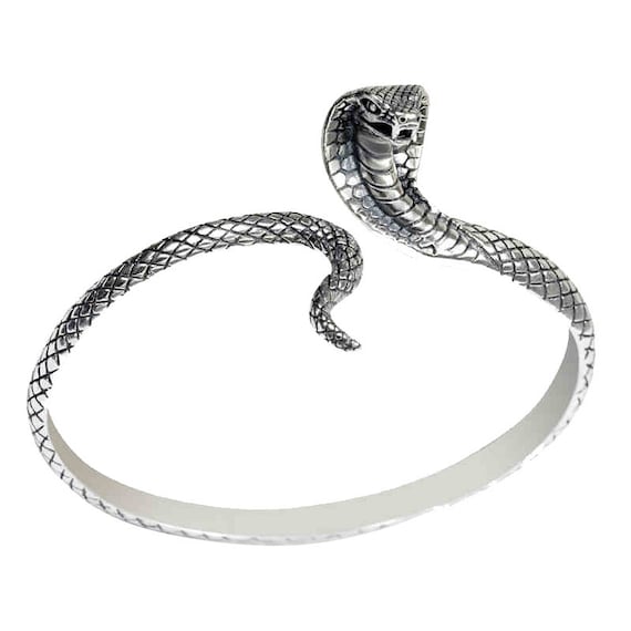 Sterling Silver Snake Bangle Bracelet white