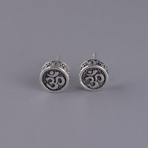 silver buddhist OM earrings