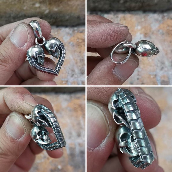 skull pendant,skull heart necklace 4 views