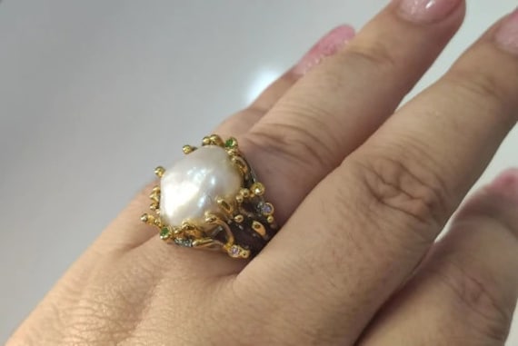 Baroque Pearl Ring for women ~ Sterling Silver