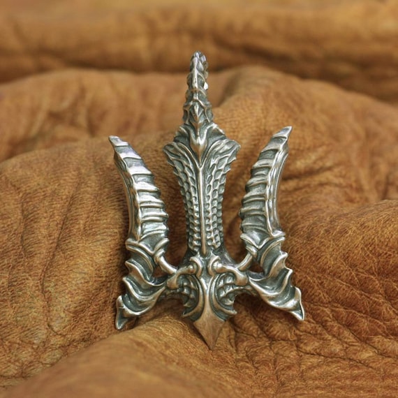 Sterling Silver Aquaman Trident Pendant Necklace, Neptune's Poseidon Trident