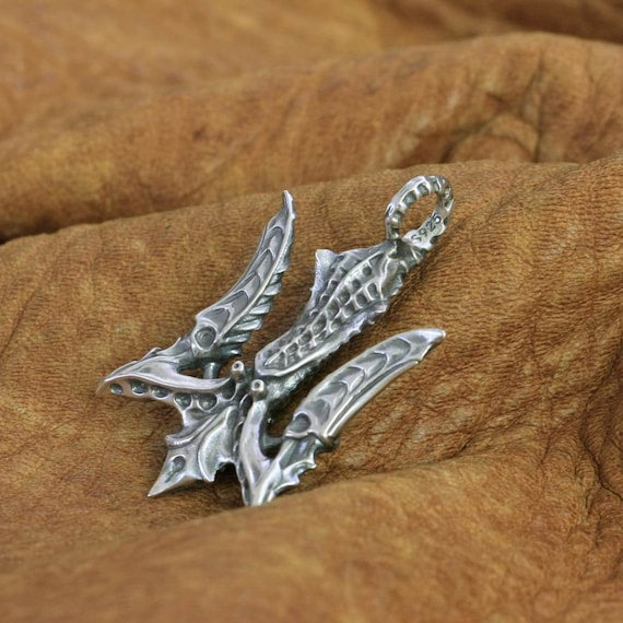 Sterling Silver Neptune's Poseidon Aquaman Trident Pendant Necklace silver