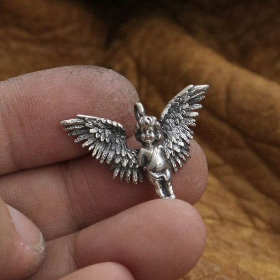 sterling silver Protection Guardian angel pendant