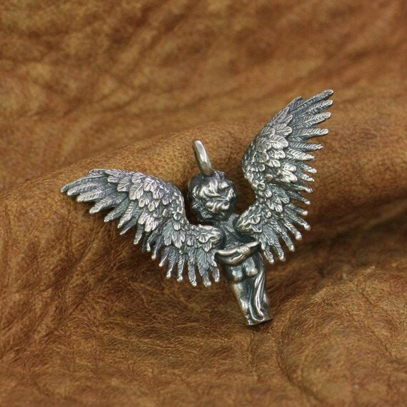 sterling silver Guardian angel pendant