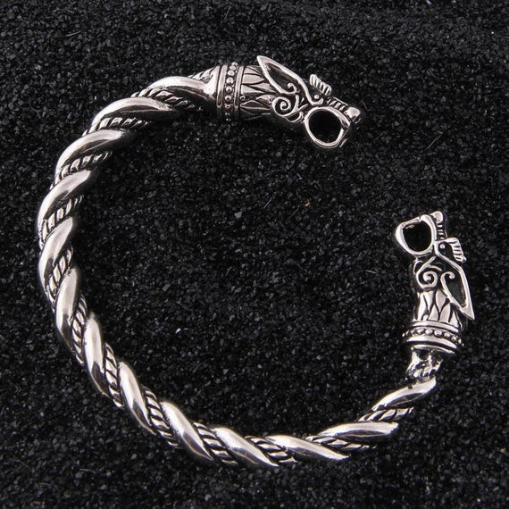 Silver fenrir wolf Viking Bracelet 