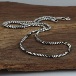 3mm Long Silver Necklace Mens Chain Necklace  front