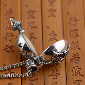 silver Buddhist OM Vajra locket Pendant Necklace