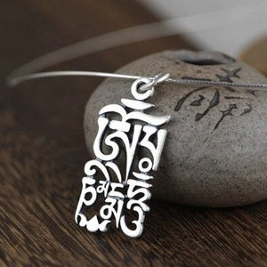 sterling silver om mani padme hum buddhist necklace