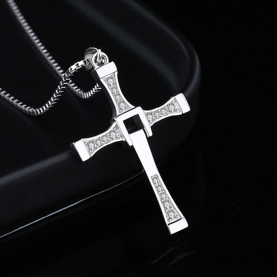 Dominic DOM Toretto Cross Pendant Necklace 925 Sterling Silver VIN Diesel Crucifix Fast and Furious Cross Necklace Medium 10 Gram 2mm 27.55