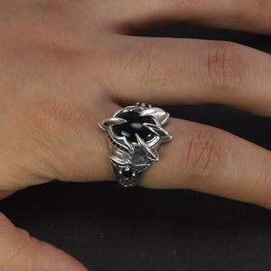 sterling silver agate dragon claw ring men model