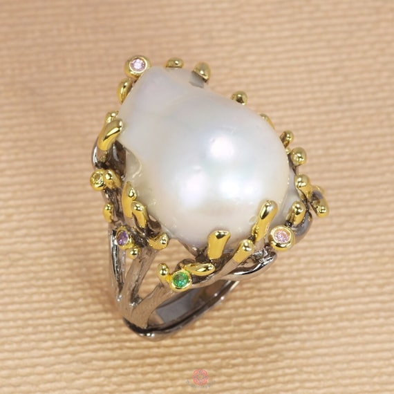 Baroque Pearl Ring for women ~ Sterling Silver