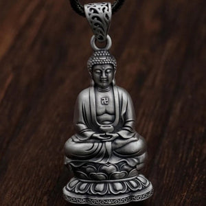 sterling silver buddha pendant necklace main image