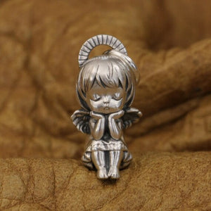 Sterling Silver Girl Guardian Angel Pendant