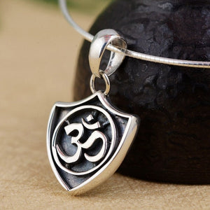 silver om pendant necklace 