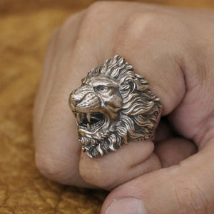 Roaring Lion Ring Sterling Silver