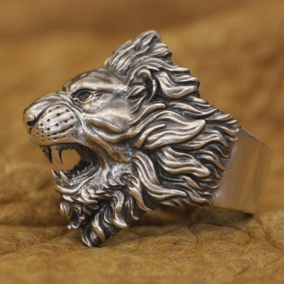 Roaring Lion Ring Sterling Silver ~ Lion Head Ring