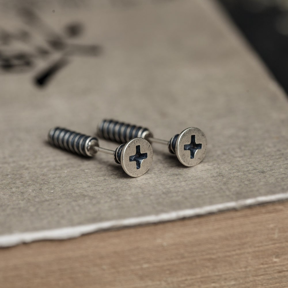 Screw Stud Earrings sterling silver