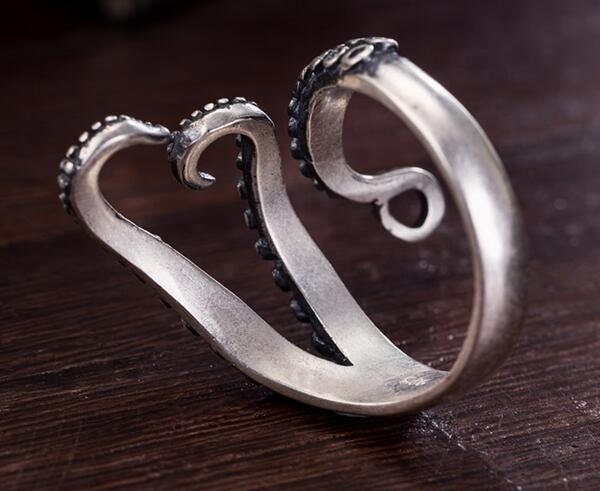 octopus ring sterling silver tentacle ring back