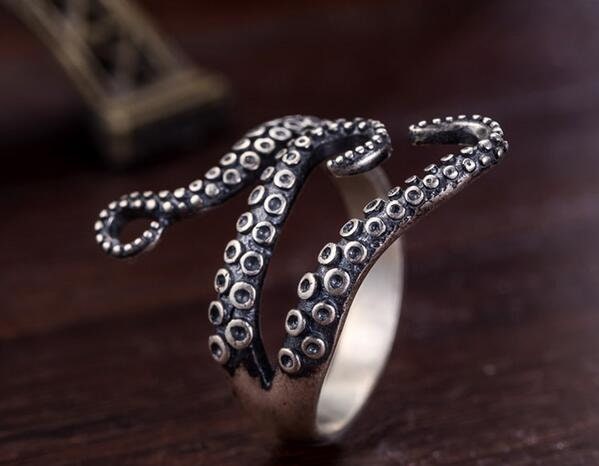 octopus ring sterling silver tentacle ring side