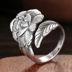 Peony Spoon Ring Sterling Silver