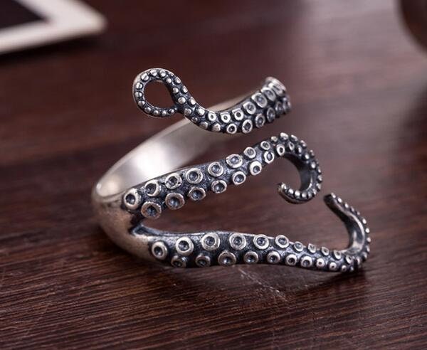 octopus ring sterling silver front