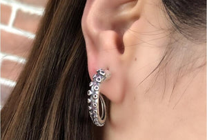 octopus tentacle earrings sterling silver model