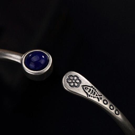 Lapis Fish bracelet siver