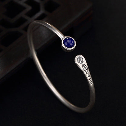 Lapis Lazuli Bangle Bracelet sterling silver