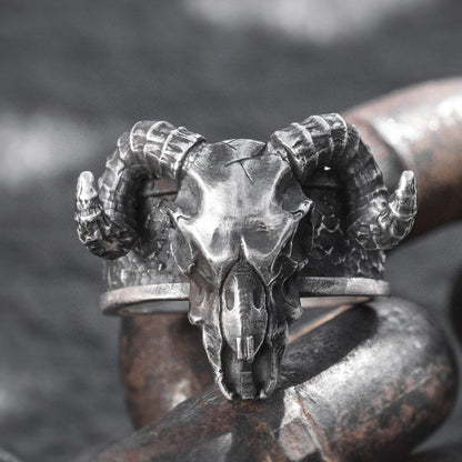 Silver Ram Skull ring