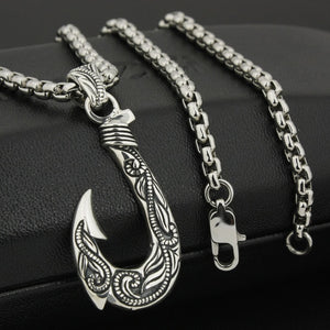 Viking Fish Hook Pendant necklace Sterling Silver