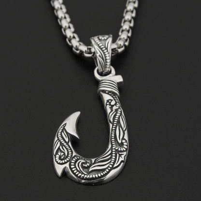 Viking Fish Hook Pendant Necklace Nordic Celtics Knot ~ Sterling Silver Silver Pendant Only