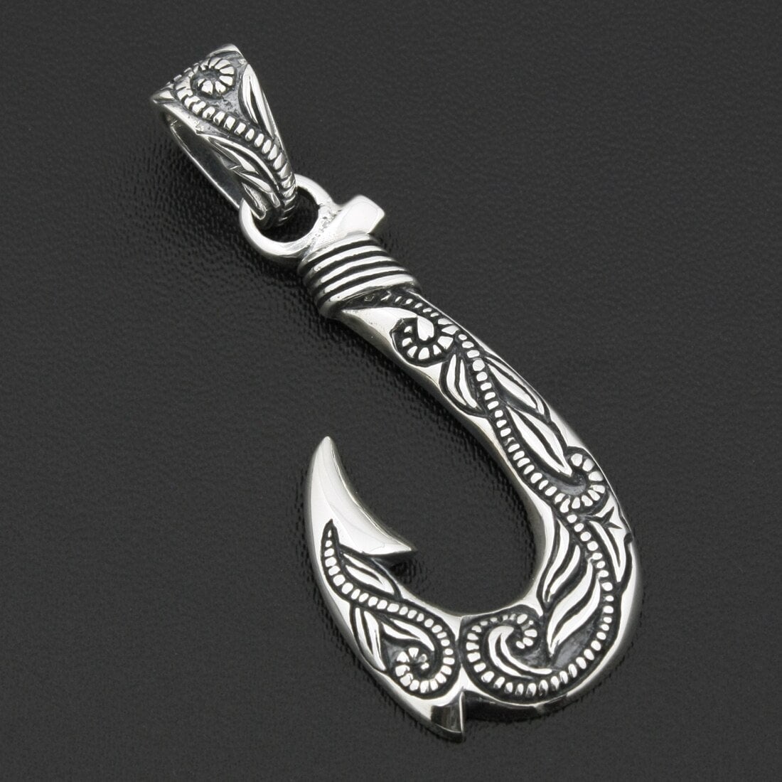 silver Viking Fish Hook Pendant