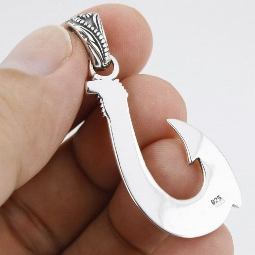 celtic fish hook band Viking Fish Hook Pendant Necklace Nordic Celtics Knot ~ Sterling Silver Silver Pendant Only