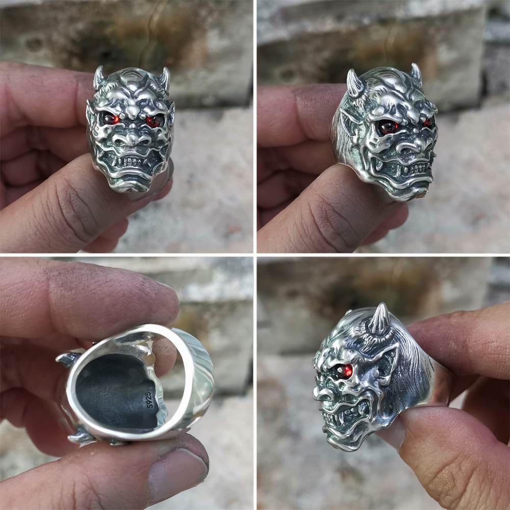 sterling silver Oni Mask Hannya Ring 