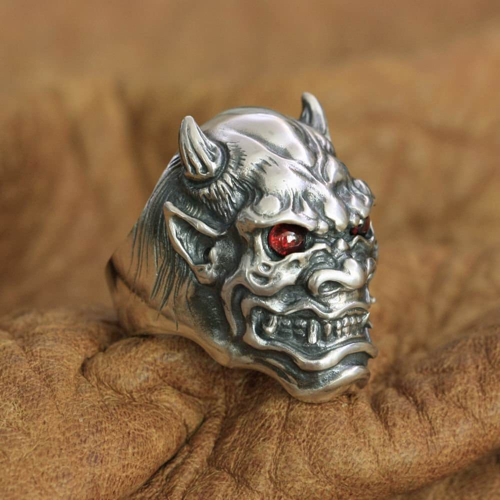 Oni Mask Hannya Ring sterling silver right