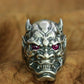 Oni Mask Hannya Ring sterling silver pink eyes