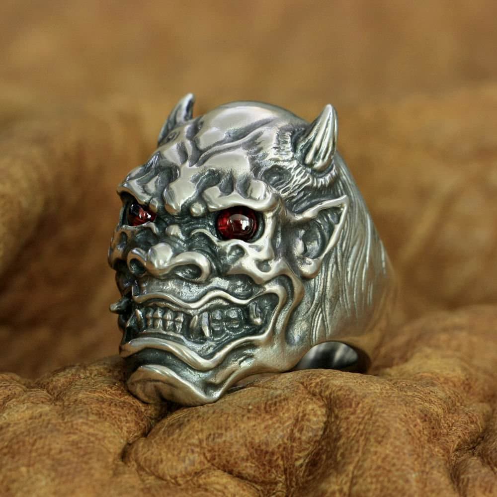 Oni Mask Hannya Ring sterling silver left