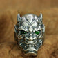 Oni Mask Hannya Ring sterling silver green eyes