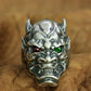 Oni Mask Hannya Ring sterling silver red green eyes